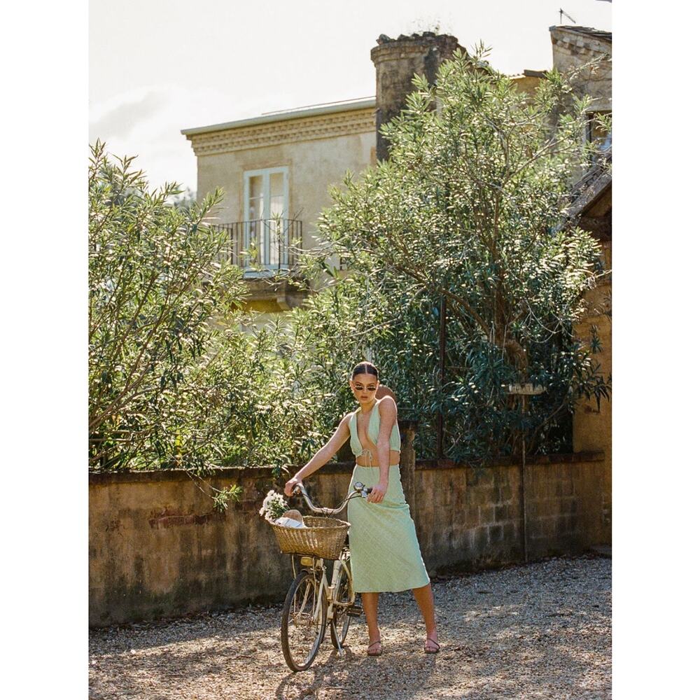 Sabo Cambelle Green Sleeveless Cutout Tie Front Cami Camisole Midi Tank Dress M - Picture 4 of 14